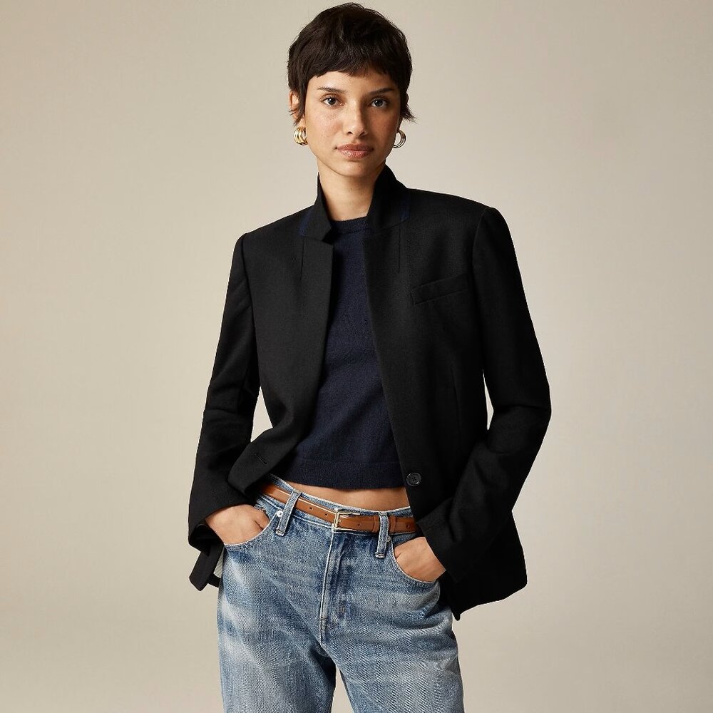 J.Crew Regent Blazer Wool Flannel Black